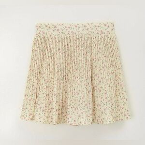 Crystal-Pleat Floral Miniskirt